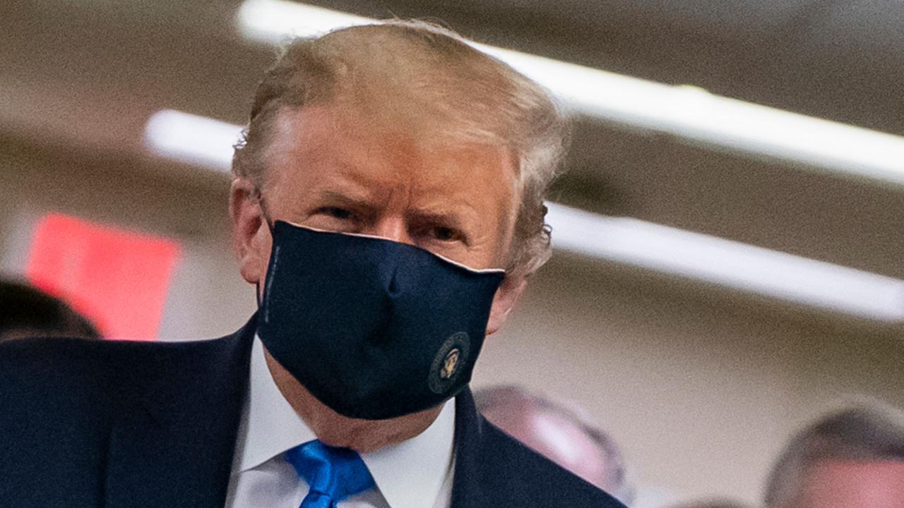 US President Donald Trump was pictured wearing a face mask for the first time during a visit to a military hospital. Picture: Alex Edelman / AFP