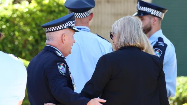 Police gather at the Brisbane Entertainment Centre on Wednesday morning. Picture: David Clark