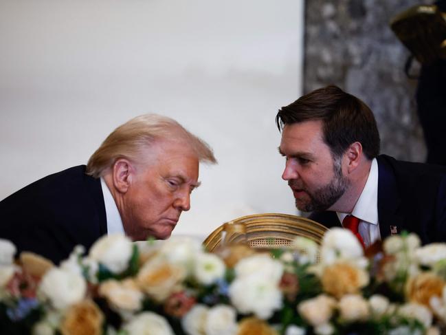 US President Donald Trump speaks with US Vice President J.D. Vance during a luncheon following the inauguration. Picture: Getty Images via AFP