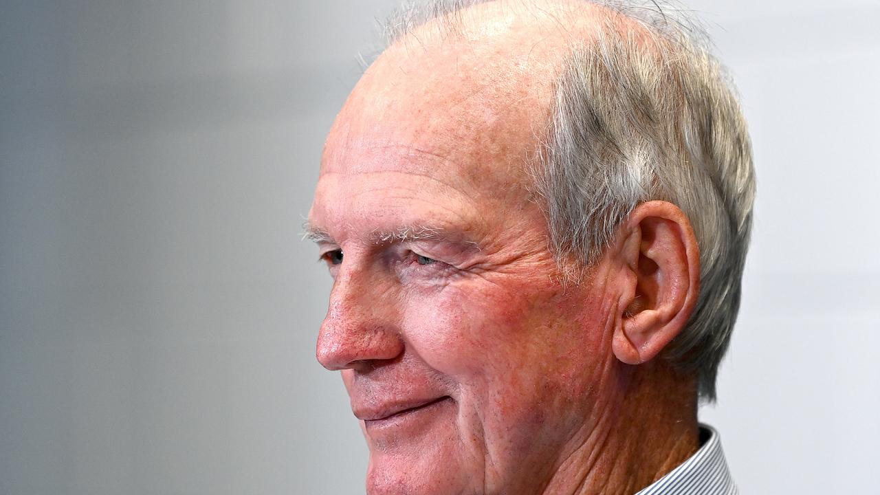 Wayne Bennett couldn’t help but crack a smile, after coming up with a win in his 900th first-grade game as a coach. Picture: Getty Images.