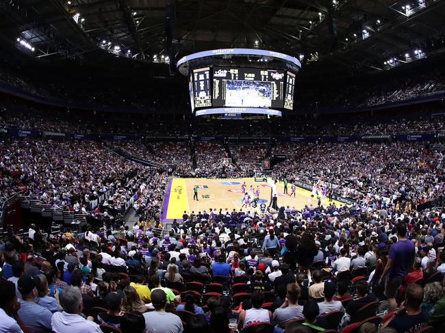 SYDNEY, AUSTRALIA - NOVEMBER 17: A general view during the round seven NBL match between the Sydney Kings and the Illawarra Hawks at Qudos Bank Arena on November 17, 2019 in Sydney, Australia. (Photo by Mark Metcalfe/Getty Images)