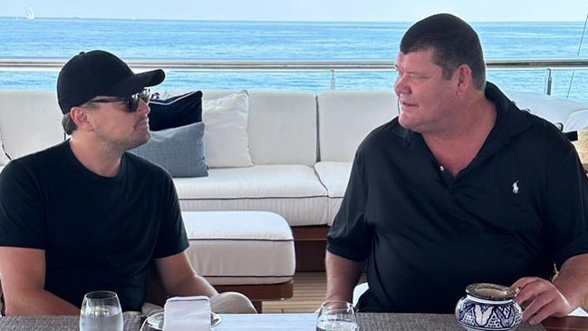 Leonardo DiCaprio and James Packer on board his superyacht. Picture: Instagram