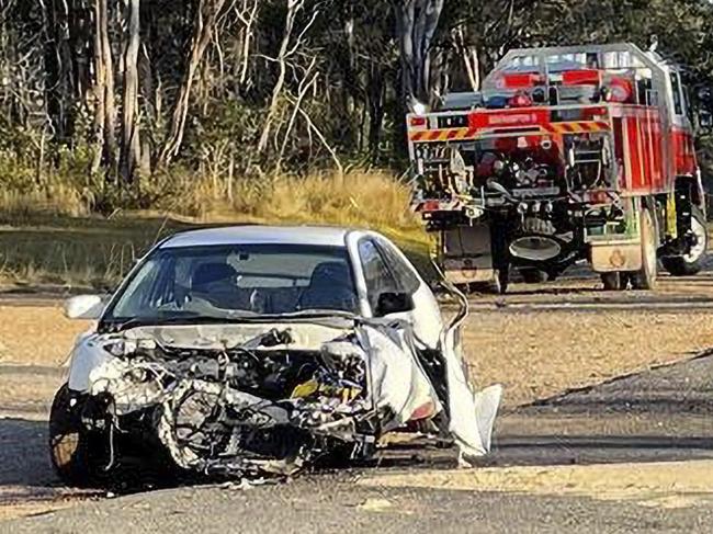 The scene of a collision between a car and a tip-truck on the Gwydir Highway west of Grafton. Photo: TNT Towing.