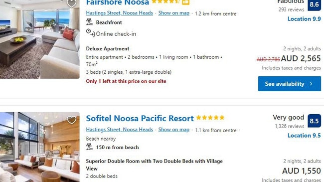 Bookings for rooms in Noosa are skyrocketing ahead of the Ekka long weekend, according to booking.com.