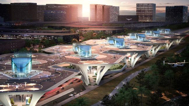 The international ride sharing company revealed Sydney could be the first international UberAir test city at a summit today. Artist impressions of the Uber Skyports.