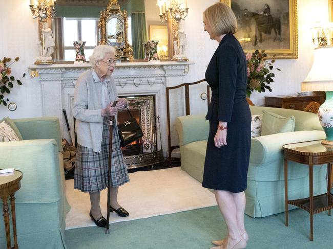 Queen Elizabeth the then leader of the Conservative Party Liz Truss on September 6, 2022, two days before she died. Picture: Jane Barlow – WPA Pool/Getty Images