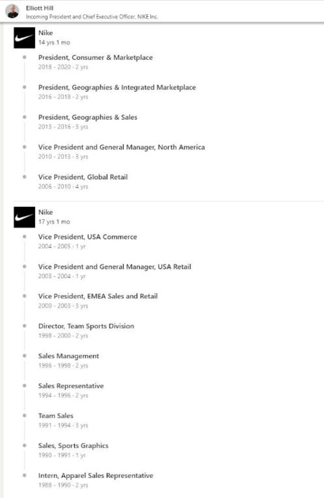 Elliott Hill's LinkedIn profile has been labelled the "best ever".