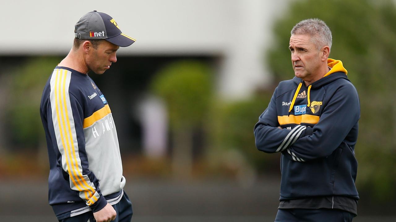 Alastair Clarkson and Chris Fagan in their time at Hawthorn. Picture: Michael Willson/AFL Media