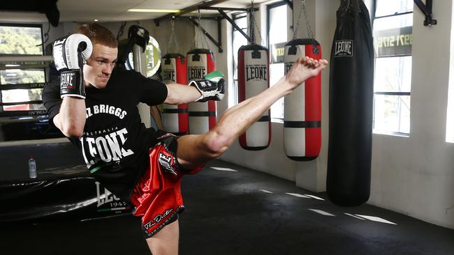 Muay Thai Cruz Briggs in training at 8Limbs gym in Bondi Junction. Picture: John Appleyard