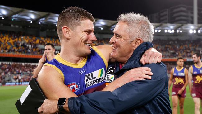 Dayne Zorko (left) says 2024 has arguably been Chris Fagan’s best ever season as Brisbane’s senior coach. Picture: Michael Willson / Getty Images