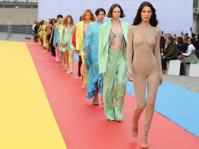 Bella Hadid and models walk the runway during the Stella McCartney Womenswear Spring/Summer 2023 show as part of Paris Fashion Week. Picture: Pascal Le Segretain/Getty Images