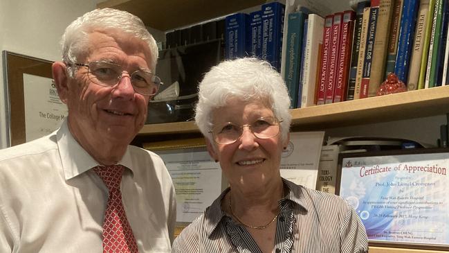 Professor John Crompton with his wife Annemarie. He was awarded an AM for services to ophthalmology and the Asia-Pacific region.