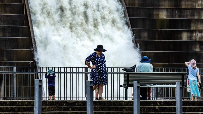 Hinze Dam is currently at 102.9 per cent capacity. Picture: Nigel Hallett