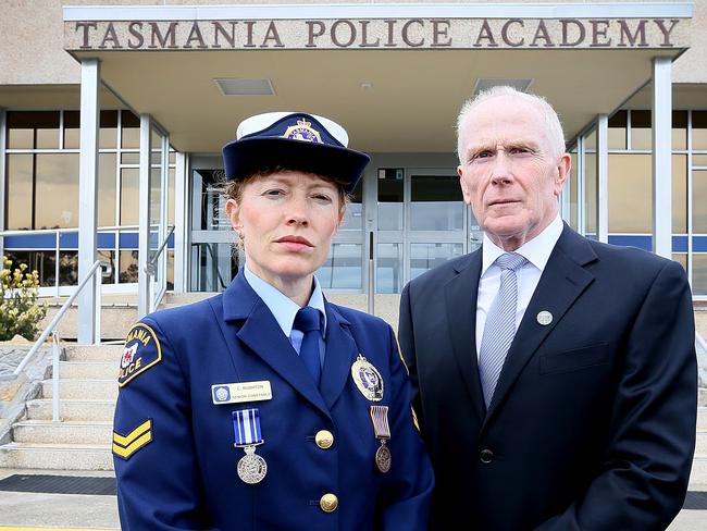 Senior Constable Christine Rushton, left, and retired Detective Inspector David Plumpton, received CommissionerÕs Commendations for their efforts into the successful five year long cold case investigation of the 1969 disappearance of Lucille Butterworth. Picture: SAM ROSEWARNE.