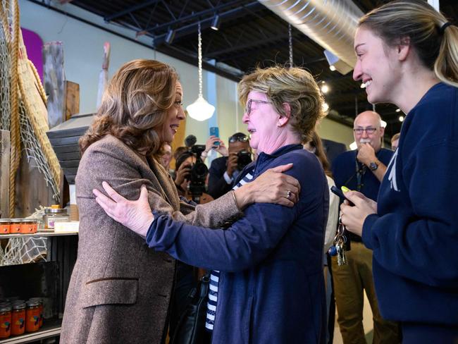 US Vice President and 2024 Democratic presidential candidate Kamala Harris hugs a woman who was overcome with emotion in Pittsburgh, Pennsylvania. Picture: AFP