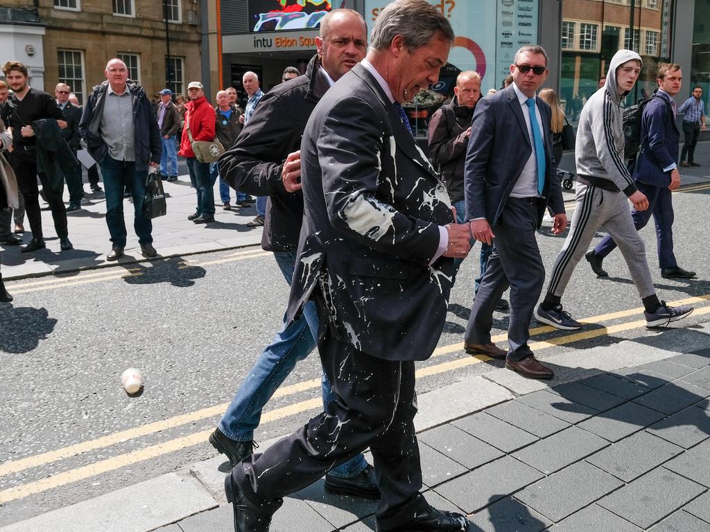 The incident was not celebrated by Mr Farage’s rivals who are facing increasing public anger by the political deadlock in the UK.