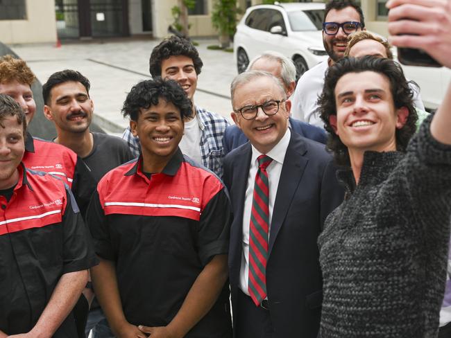 CANBERRA, Australia - NewsWire Photos - November 4, 2024: Prime Minister Anthony Albanese, Minister for Education, Jason Clare and Minister for Skills and Training Andrew Giles meet with TAFE and University students at Parliament House in Canberra. Picture: NewsWire / Martin Ollman