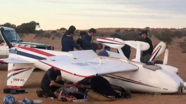 The two people on board were injured in the plane crash at remote William Creek. Picture: 9 News