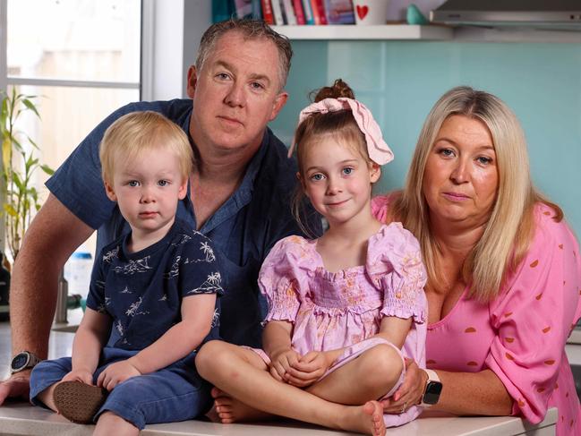 Darren Chigwidden with son Koa, wife Victoria and daughter Finlay. Picture: Russell Millard