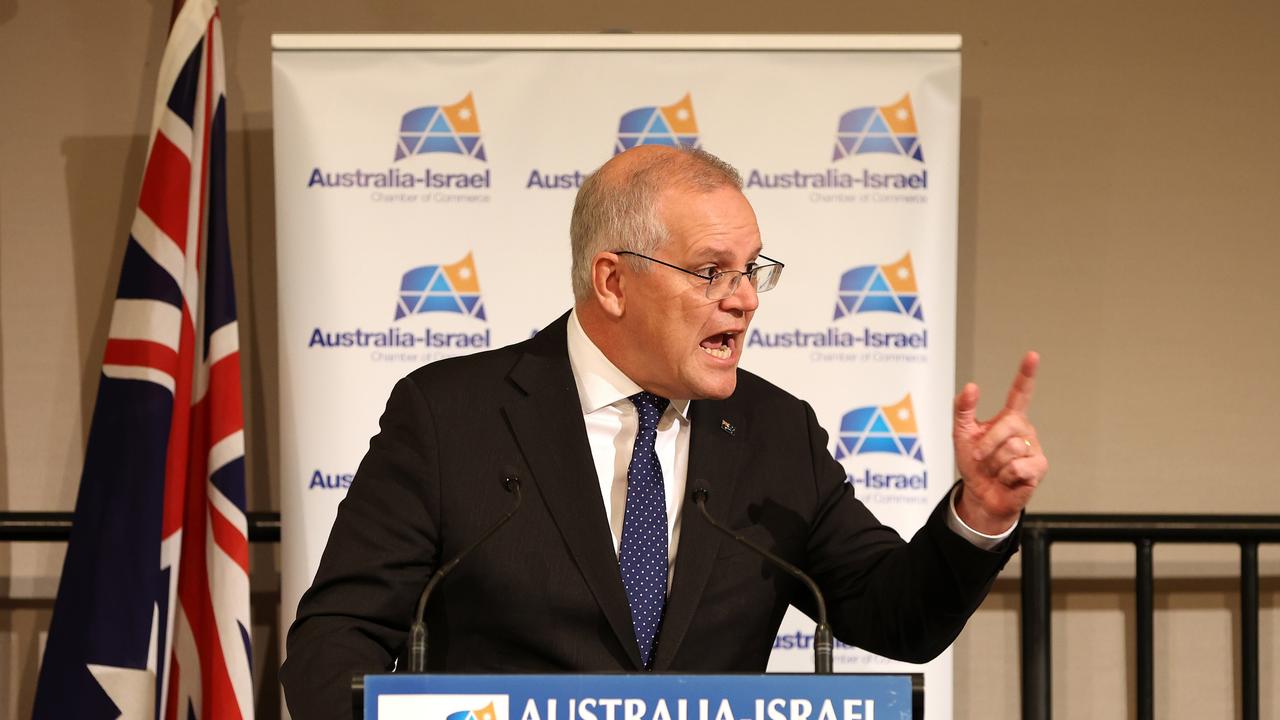 Mr Morrison warned people about dropping their economic shield by voting Labor. (Photo by Asanka Ratnayake/Getty Images)