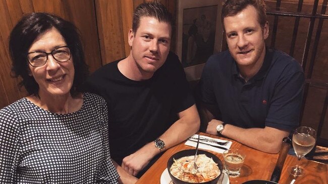 Cricketer James Faulkner (centre) sparked a frenzy after he referred to his mate Rob Jubb (right) as his ‘boyfriend’ in an Instagram post.