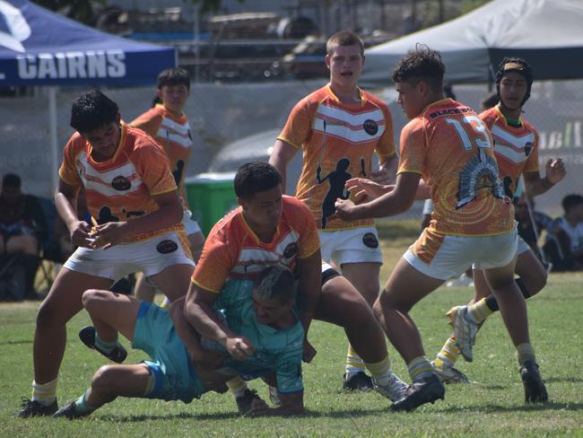 Warba Wangarunya Rugby League Carnival, under-17 boys, Black Boys versus Masada Iosefa and Gary Field Memorial, Saleyards Park, Rockhampton, January 19, 2024.