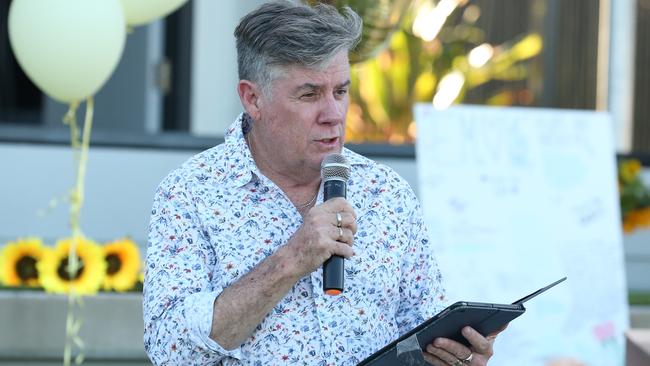 Event MC Rod Schafferius shared a statement on behalf of Emily Thompson’s family at the vigil. Picture: Zak Simmonds