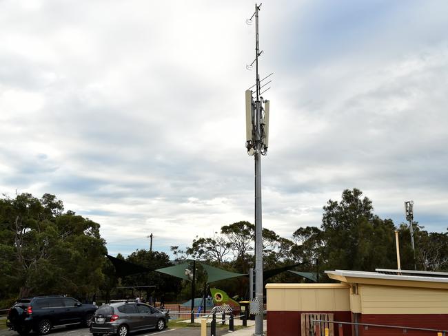 A telecommunications tower at Tania Park, Balgowlah, next to a playground. Picture: Troy Snook