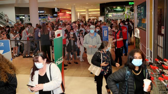 Busy scenes at Chadstone Shopping centre as the restrictions ease. Picture Rebecca Michael.