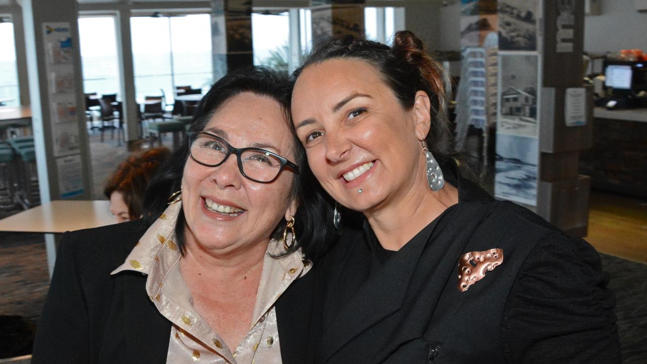 Debbie Young and Rae Saheli at launch of Swell Sculpture Festival at Currumbin SLSC. Pic: Regina King