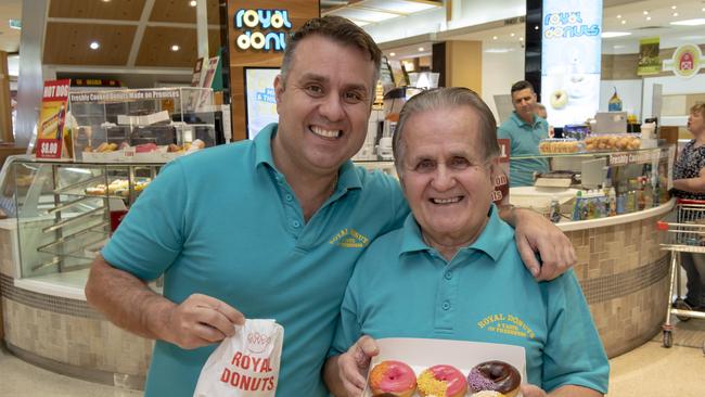 John and Con Scopas from Royal Donuts at Westfield Knox. Picture: Andy Brownbill