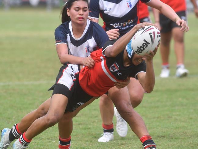 Kirwan State High School hosts St Patrick's College, Mackay, in round 1 of the 2025 Aaron Payne Cup. Senior Girls. Picture: Evan Morgan