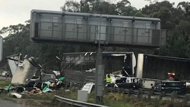 The wreckage laid across both northbound lanes and the median strip.