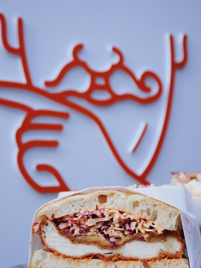 Happy Larry’s chicken schnitty sandwich, which is one of the deli’s most popular. Picture: Supplied