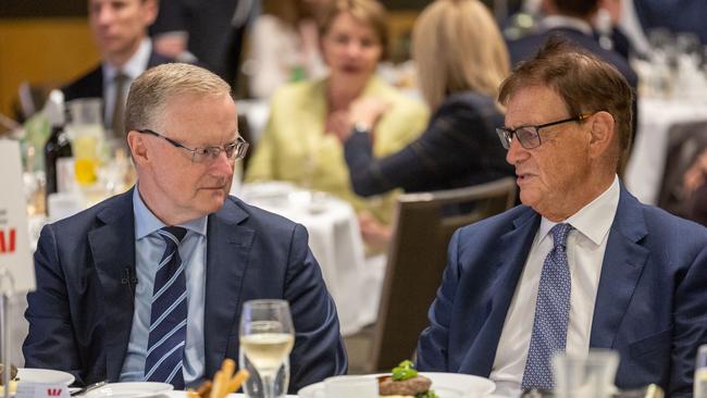 RBA governor Philip Lowe with and Westpac chief economist Bill Evans. Picture: Gary Ramage