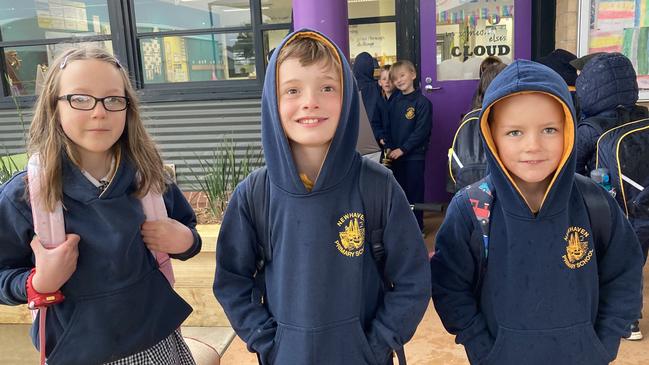 Newhaven Primary School kids Olivia, Declan and Zac. Picture: Brooke Grebert-Craig