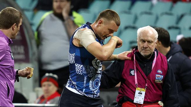 An injury to Patrick Cripps rubbed salt into Carlton’s wounds. Picture: Phil Hillyard