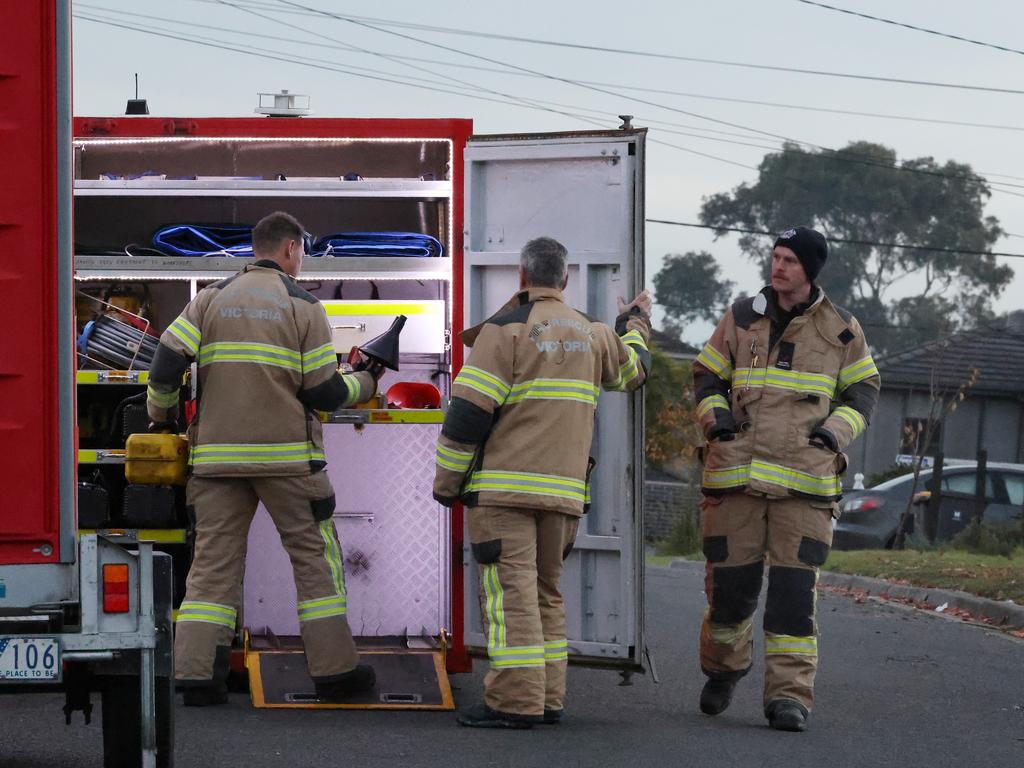Firefighters at the scene on Wednesday. Picture: David Crosling