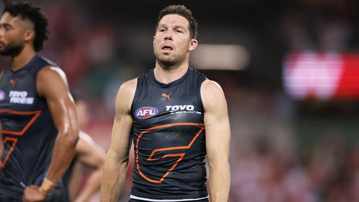 SYDNEY, AUSTRALIA - SEPTEMBER 07:  Toby Greene of the Giants looks dejected after the AFL First Qualifying Final match between Sydney Swans and Greater Western Sydney Giants at Sydney Cricket Ground, on September 07, 2024, in Sydney, Australia. (Photo by Matt King/AFL Photos/via Getty Images)