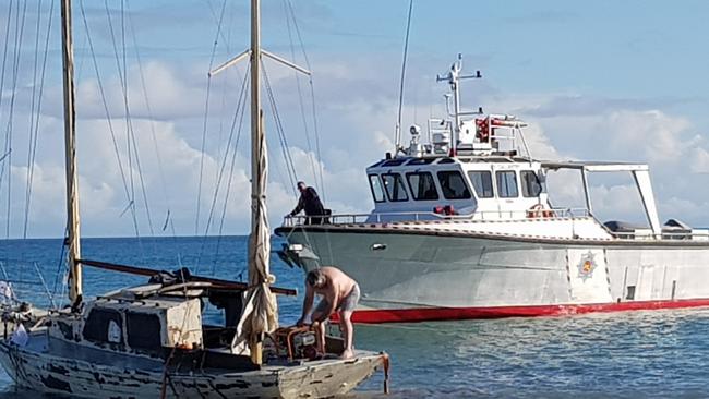 MFS vessel Gallantry comes to rescue of stranded yacht at North Haven. Picture Mark Young