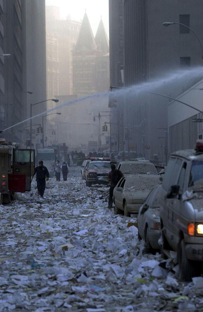 The World Trade Centre’s ground zero on 9/11. Picture: Nathan Edwards