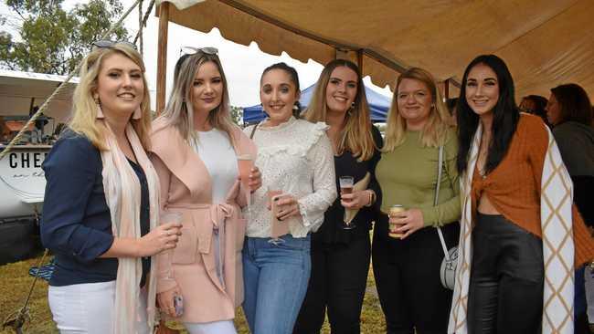 Gabby Smith, Kelsey Pridham, Sophie Williams, Megan Wibberly, Stef Wical, and Grace Keogh at the Condamine Cods Annual Ladies Day, June 8. Picture: Brooke Duncan