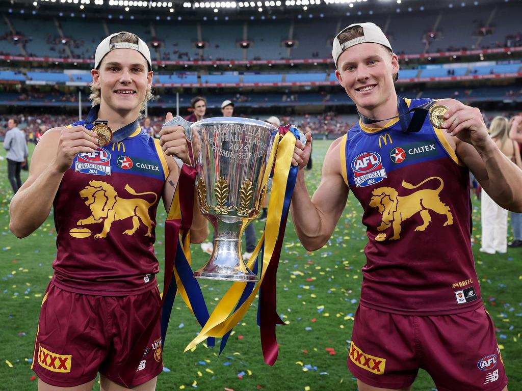 Ashcroft and Jaspa Fletcher with the cup. Picture: Getty Images