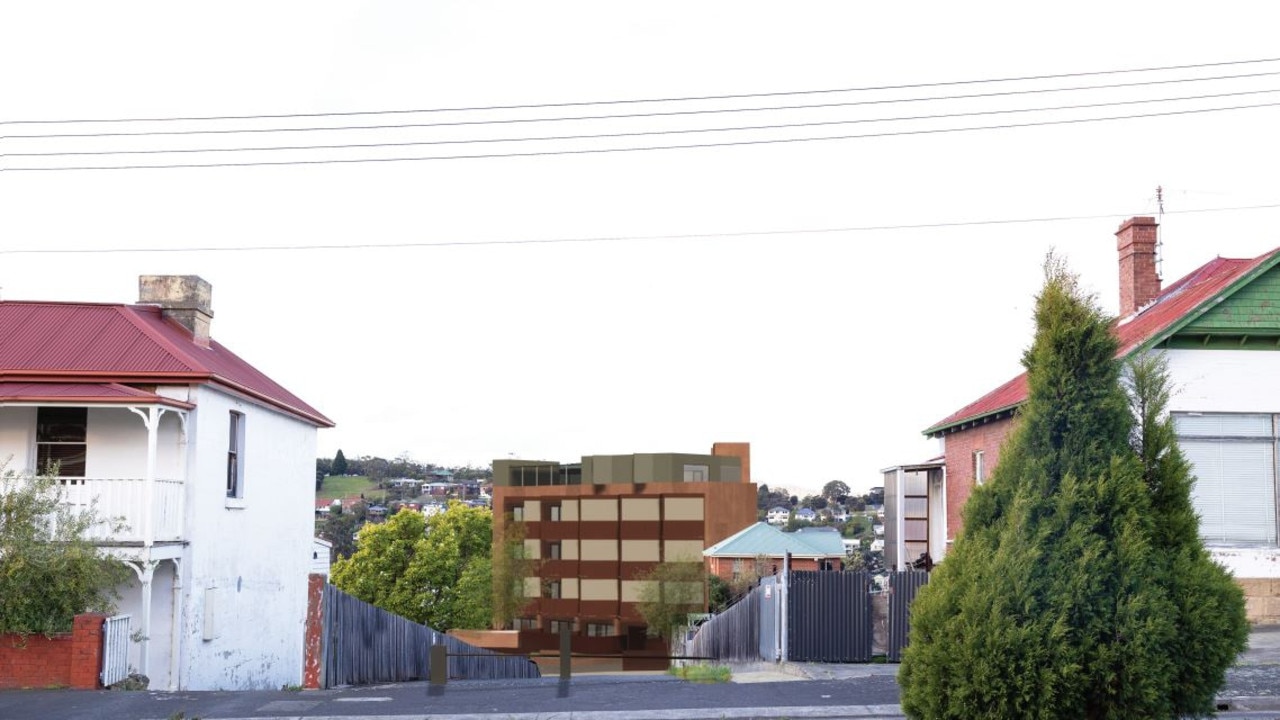 Artist's impression of a social housing building on Argyle St. Image: Maguire + Devine Architects.