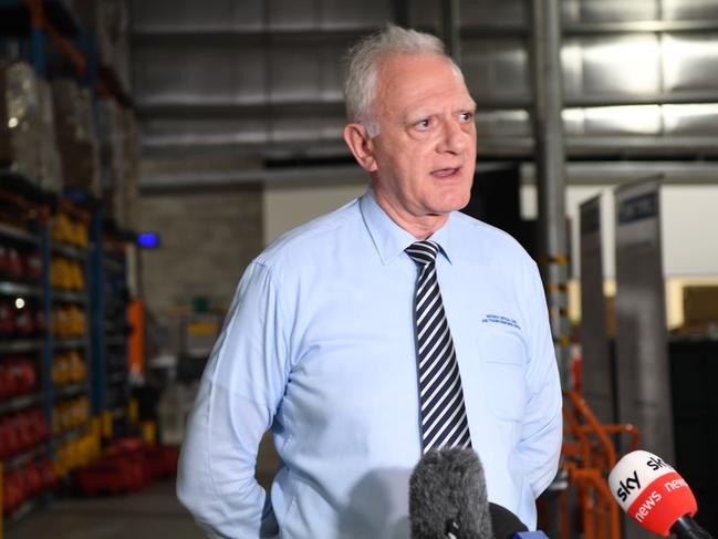 National Critical Care and Response Centre Director Professor Len Notaras updated Territorians on the latest repatriation flight from Delhi on Tuesday Picture Katrina Bridgeford.