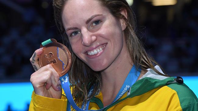 Emily Seebohm returned to the podium at the FINA World Championships in Budapest.