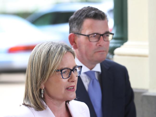 MELBOURNE, AUSTRALIA - NewsWire Photos, DECEMBER 5, 2022. Victorian Premier Daniel Andrews and deputy Premier Jacinta Allan, hold a press conference after the swearing in of his government at Government House in Melbourne. Picture: NCA NewsWire / David Crosling