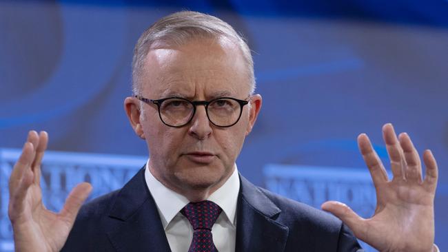 Anthony Albanese at the National Press Club in Canberra on Wednesday. Picture: NCA NewsWire / Gary Ramage