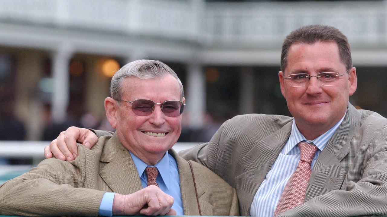 Winning trainer Graeme Begg (R) with his father Neville Begg at Randwick.