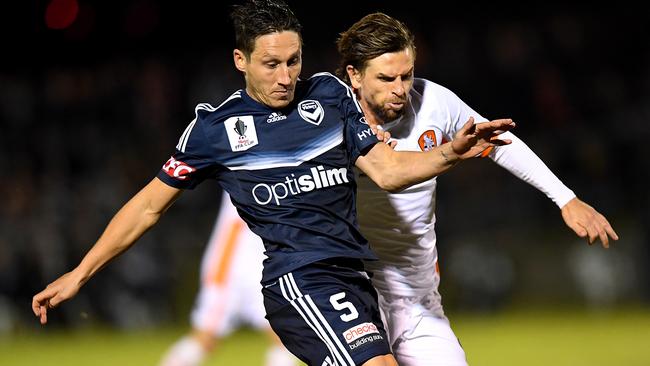 Mark Milligan during Victory’s FFA Cup win over Brisbane Roar. Picture: Getty Images